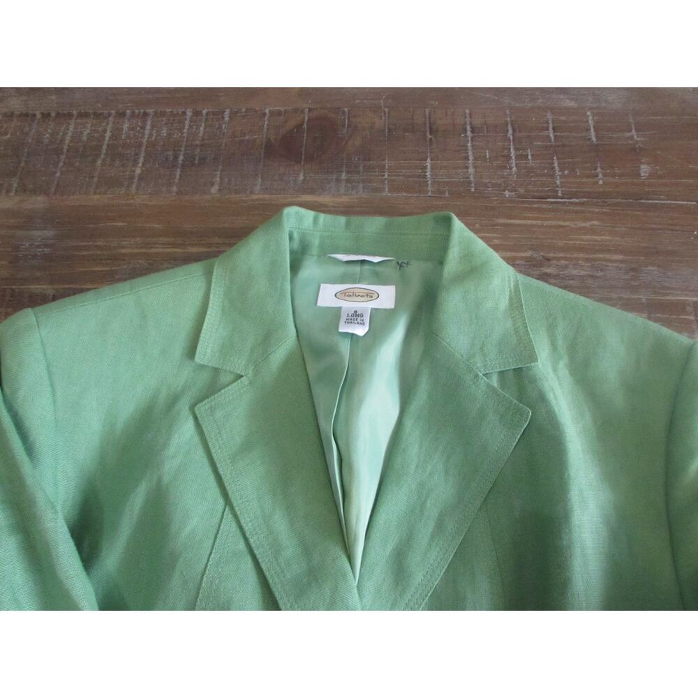 Vintage 90s‎ Talbots Irish Linen Blazer Women's Sz 8 Long Lime Green Preppy - Picture 4 of 6